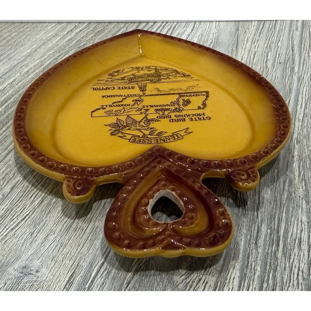 Vintage Tennessee Souvenir Trinket Dish Heart Yellow Excellent Japan Grannycore